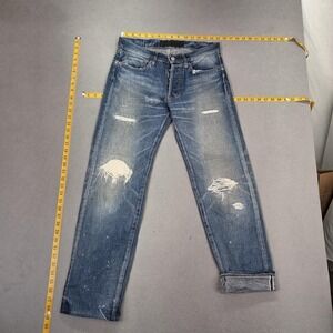 Selvedge Jeans Mens Blue Straight Thrashed Japan Fits 30x28